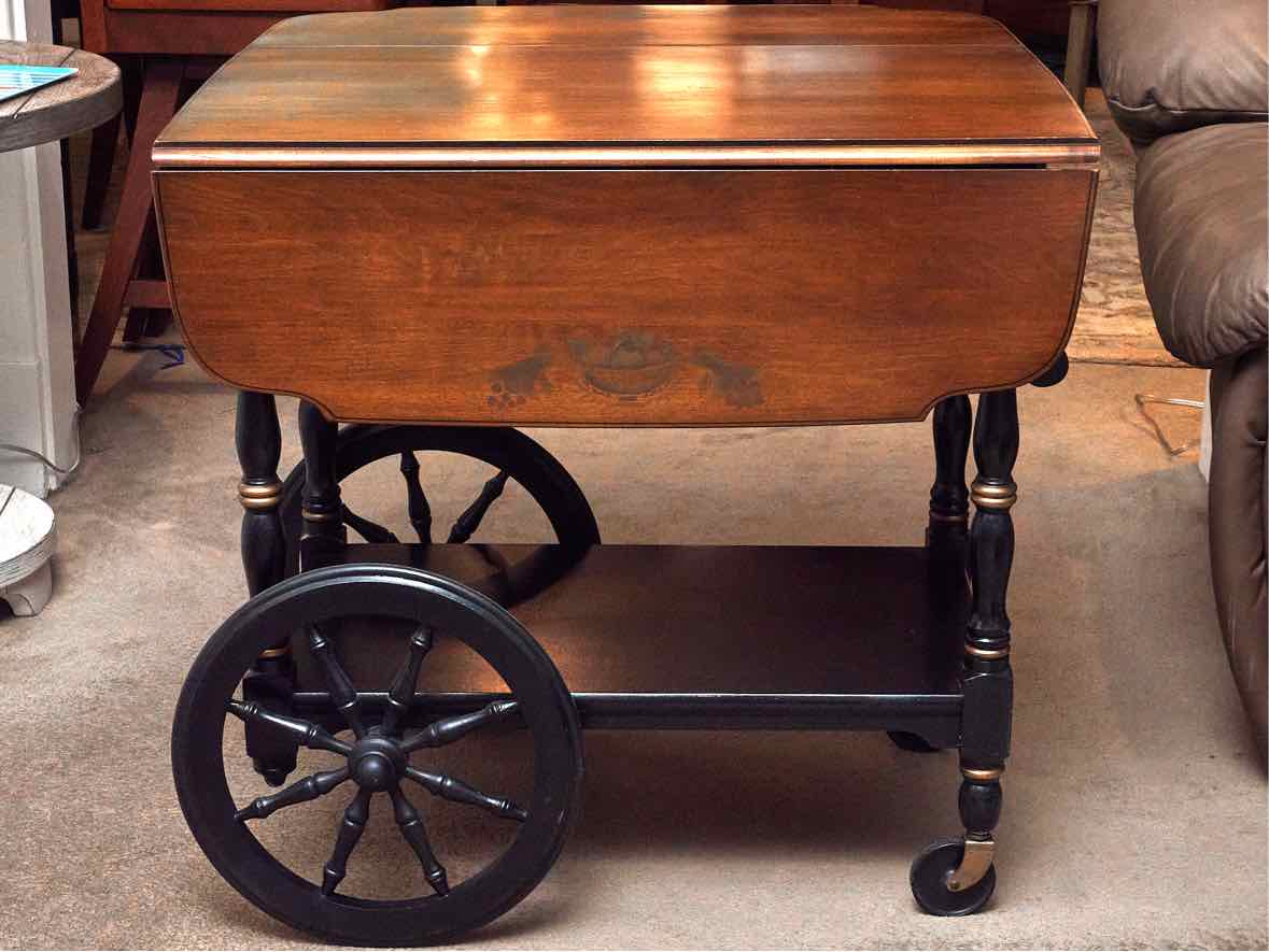 Hitchcock Maple & Black Stenciled Drop Leaf Tea Wagon