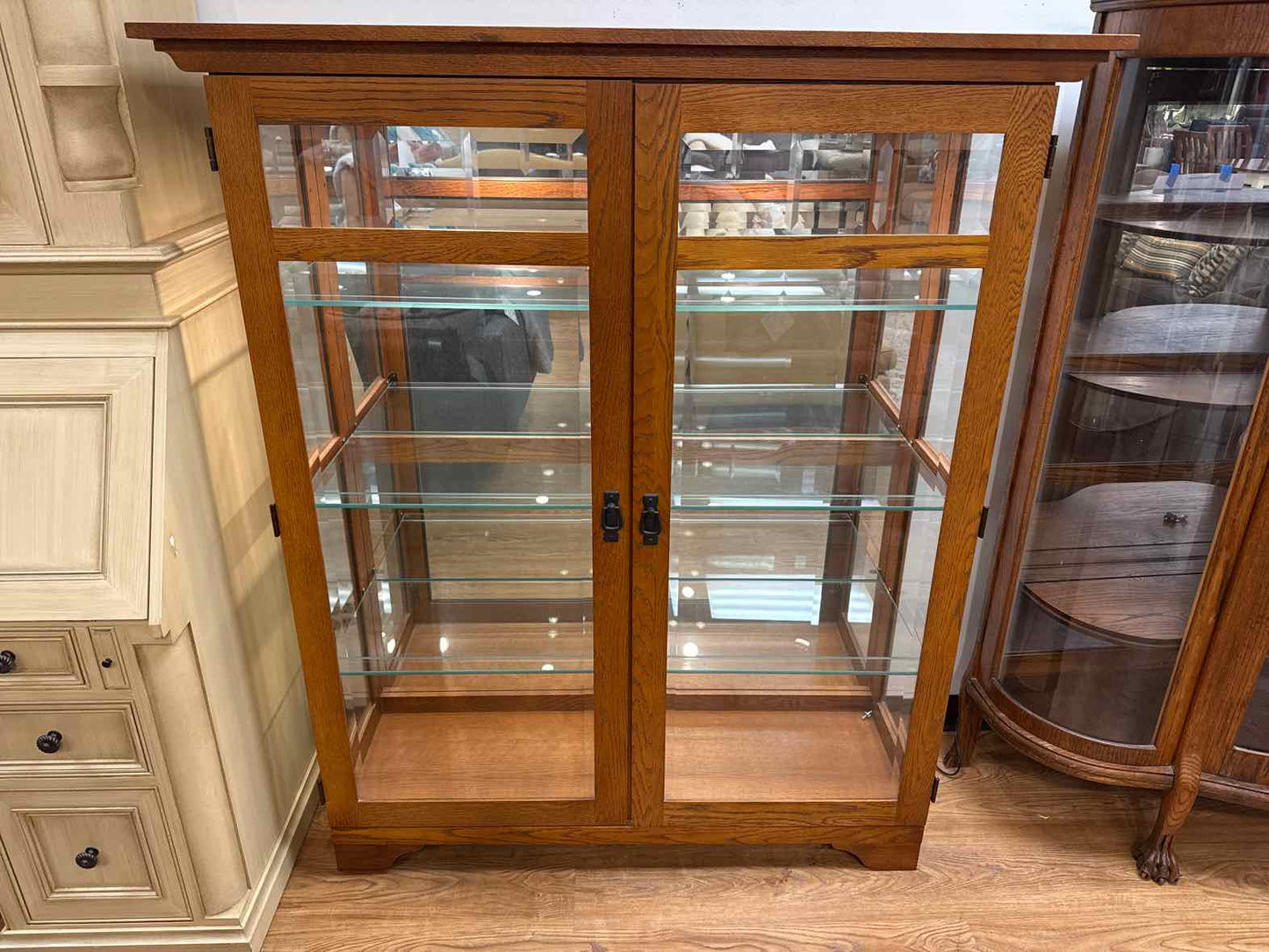 Lighted Oak Mission Display Cabinet