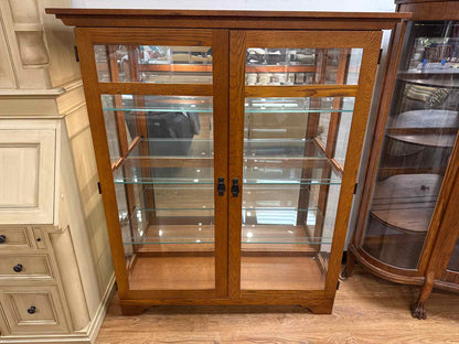 Lighted Oak Mission Display Cabinet