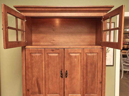 Mission Style Stained Oak 2 Glass Door 4 Panel Door Media Furniture