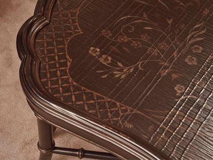 Black Finish Gold Chinoiserie Accent Cocktail Table