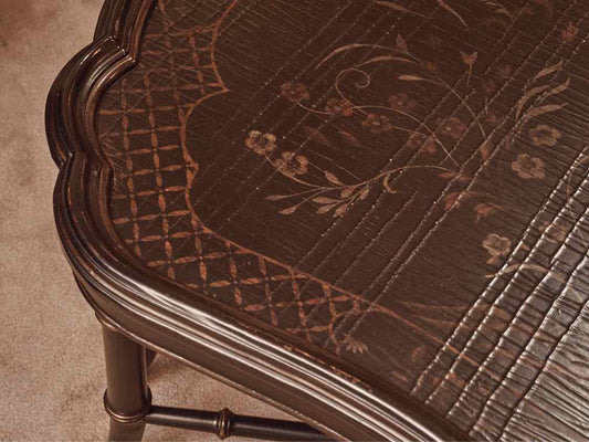 Black Finish Gold Chinoiserie Accent Cocktail Table