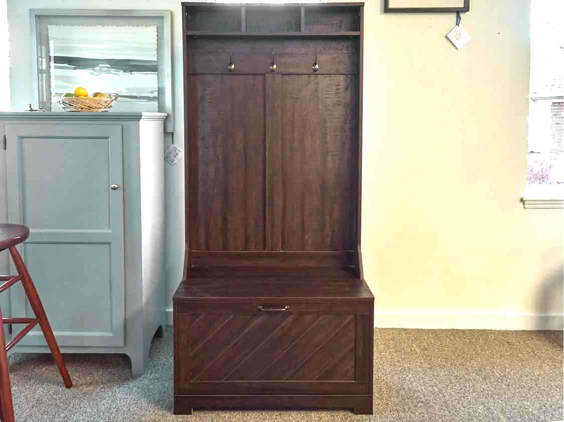 Rustic Dark Stain Hall Tree