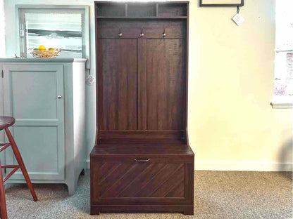 Rustic Dark Stain Hall Tree