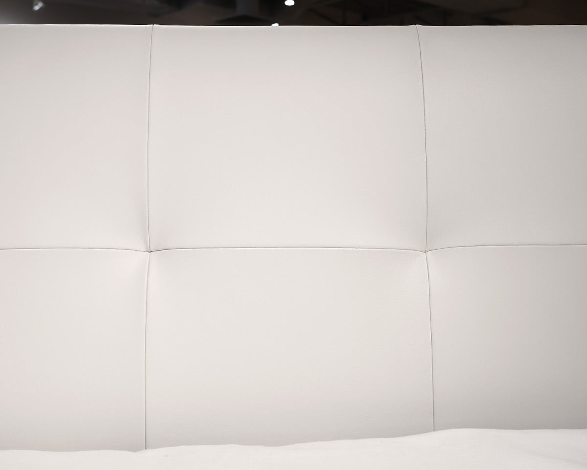 White Leather Contemporary King Bed Frame