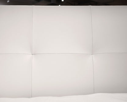 White Leather Contemporary King Bed Frame
