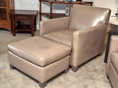 Boston Interiors Klyine 'Lustre Pebble' Leather Chair & Ottman