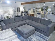 Bernhardt 6 Piece Charcoal Grey Micro Fiber Sectional with Ottoman