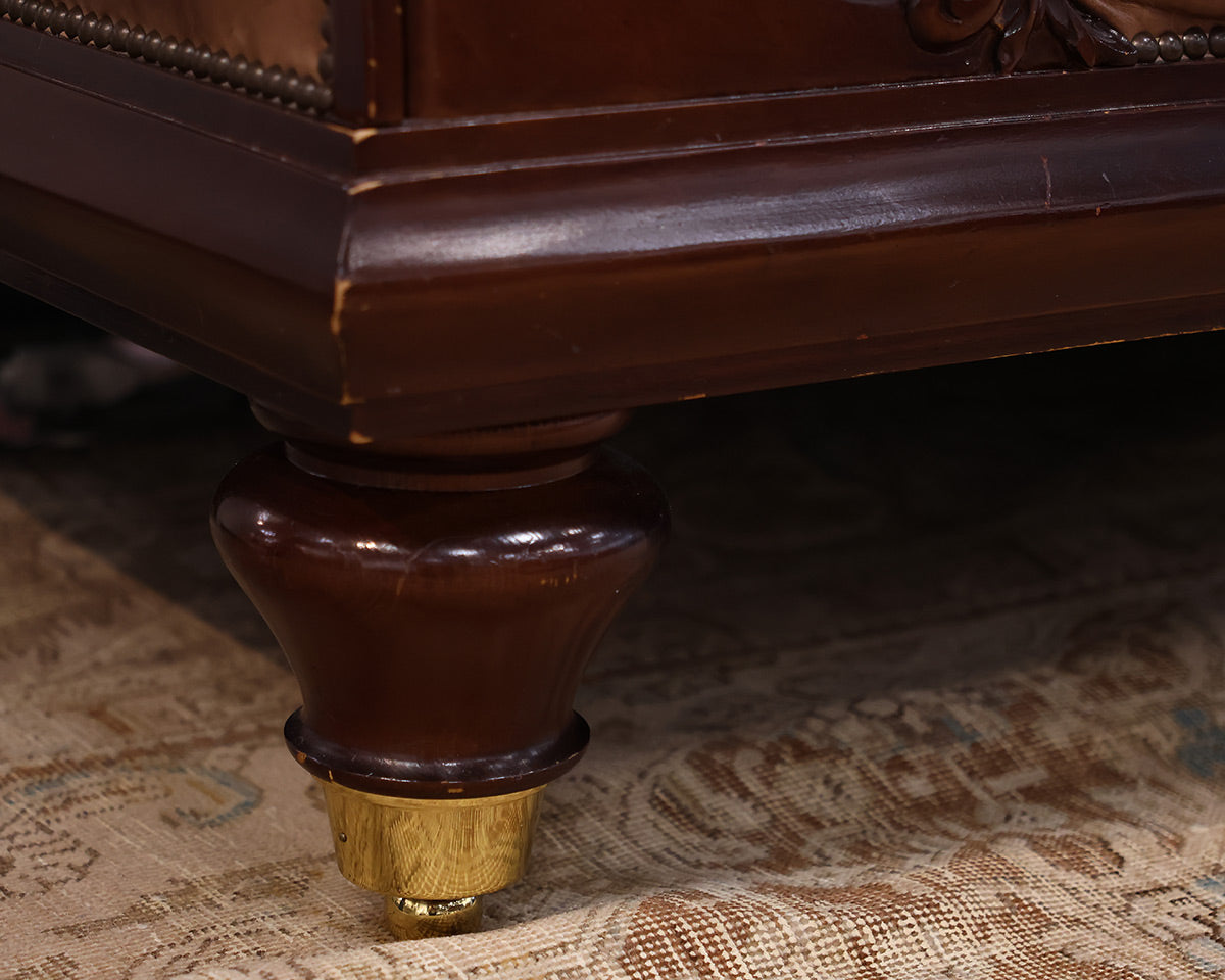 Baker tufted Leather Sofa w/ Nail Head Trim