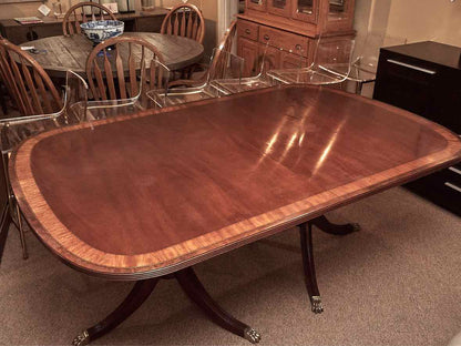 Ethan Allen Mahogany Double Pedestal Dining Table