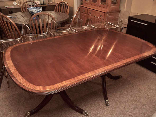 Ethan Allen Mahogany Double Pedestal Dining Table