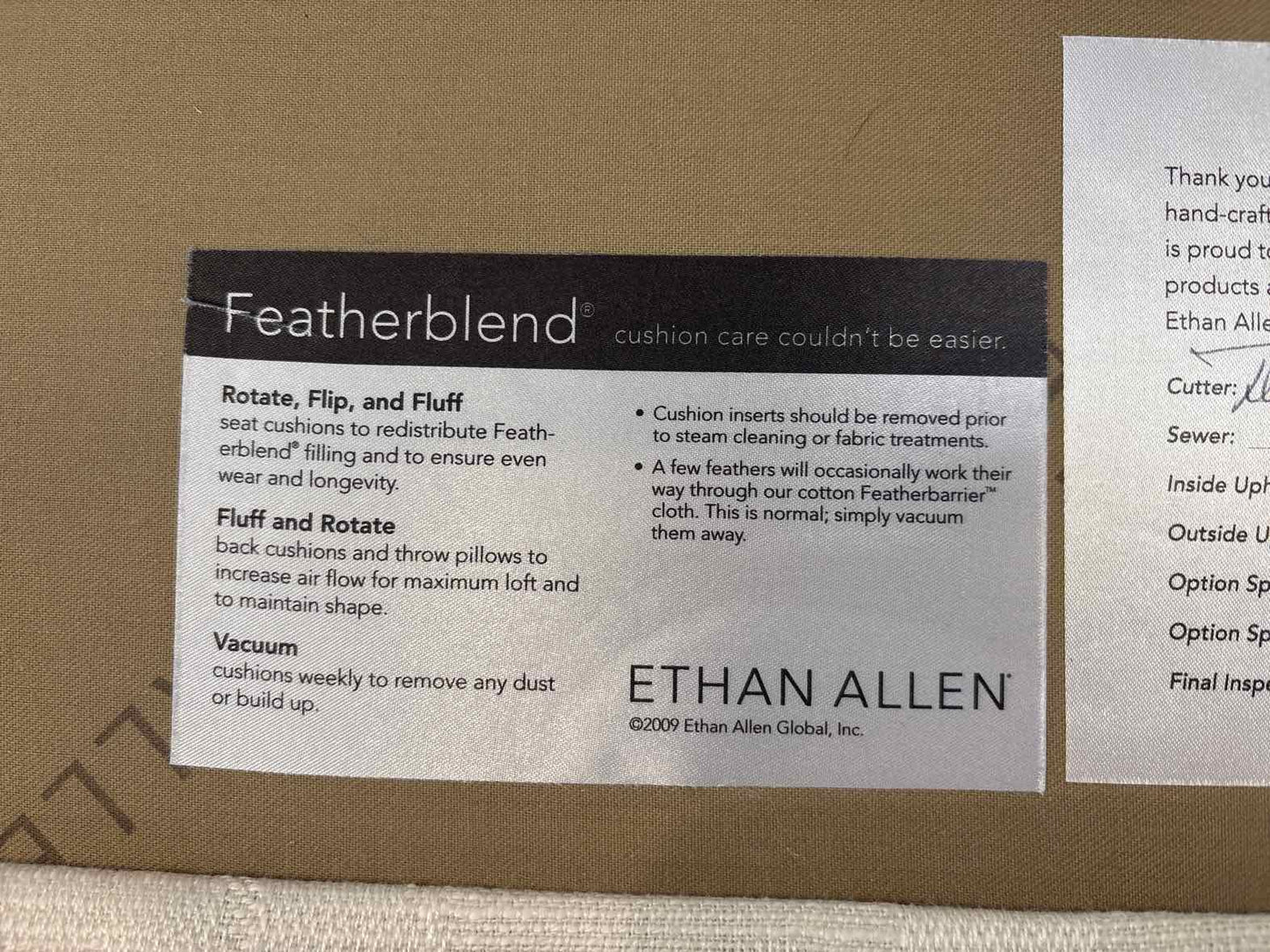 Ethan Allen Curved Tufted Sofa