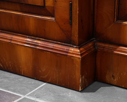Antique Yew Wood Breakfront 4-Drawer 4-Door Server