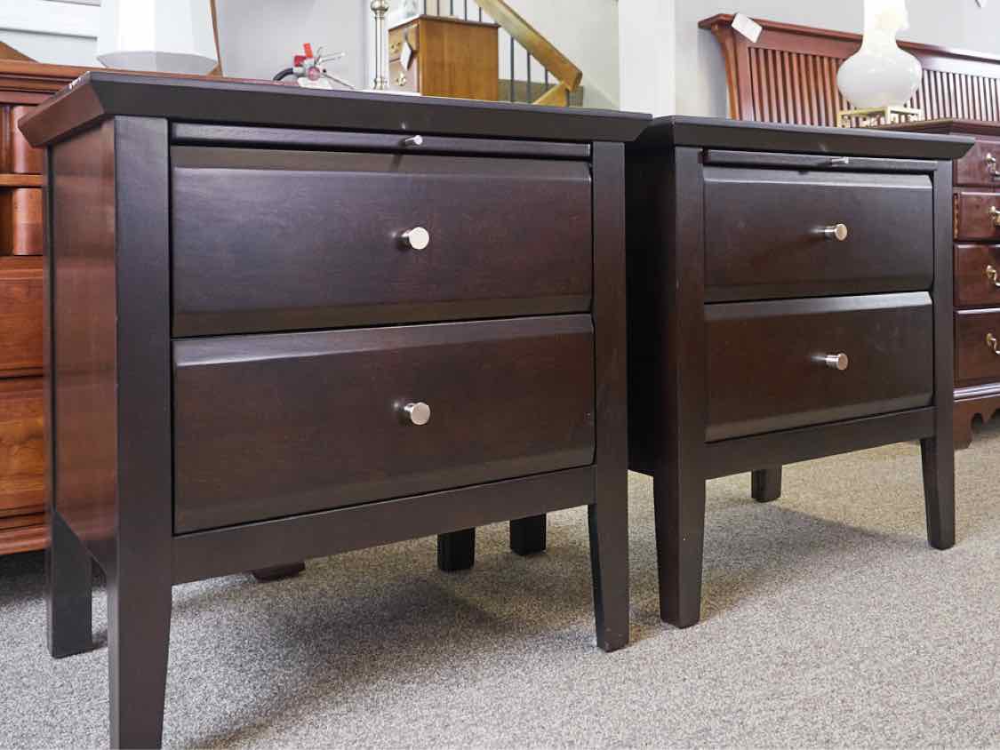 Pair of Two Drawer Nightstands with Extension in Espresso Finish