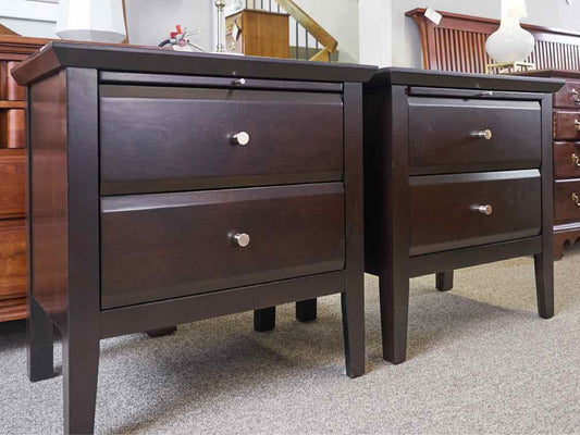 Pair of Two Drawer Nightstands with Extension in Espresso Finish