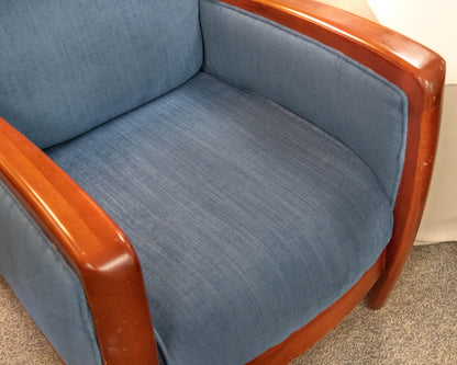 Cherry Frame Blue Upholstery Arm Chair