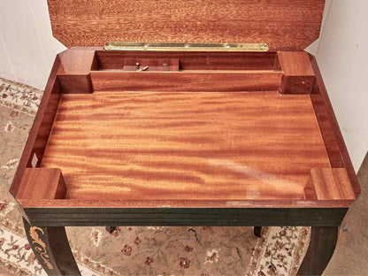 A. Garglulo & Iamuzzi  Green Finish Wood Marguetry Inlaid Music  Box Side Table