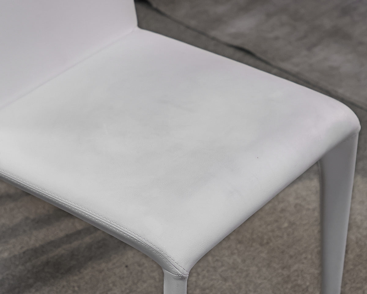 Set of 6 Bonaldo Filly White Leather Dining Chairs