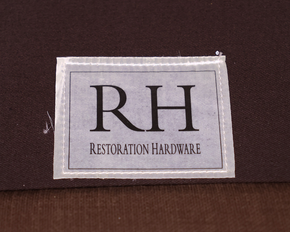 RH Shelter Arm Bench Seat 9' Sofa in Brown Belgian Linen