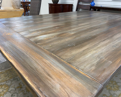 Expanding Trestle Dining Table with Painted Faux-Driftwood Finish