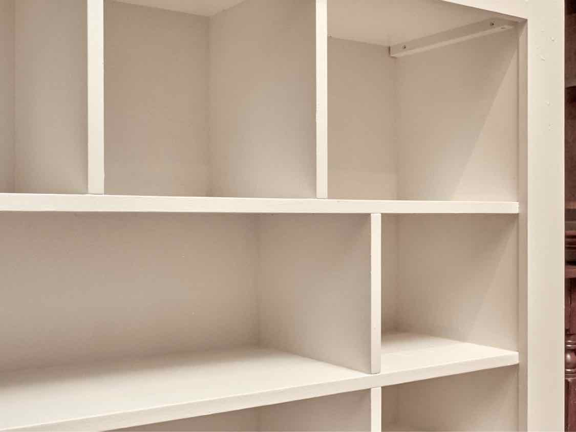 Off White Finish 9 Cubby 4 Shelf Bookcase