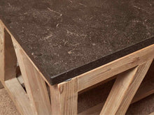 Stone Top Weathered Wood Legs Side Table