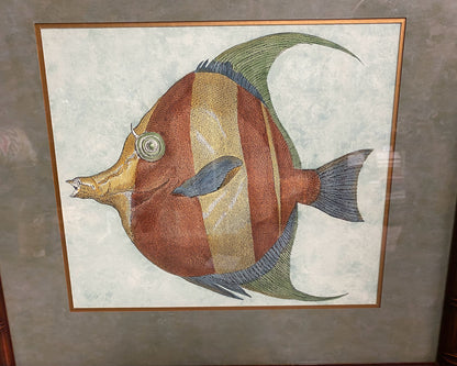 Angel Fish I Wall Decor in Faux Bamboo Frame