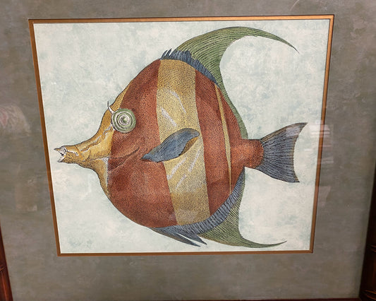Angel Fish I Wall Decor in Faux Bamboo Frame