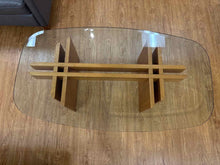 Mid-Century Modern Oval Glass Top Teak Coffee Table