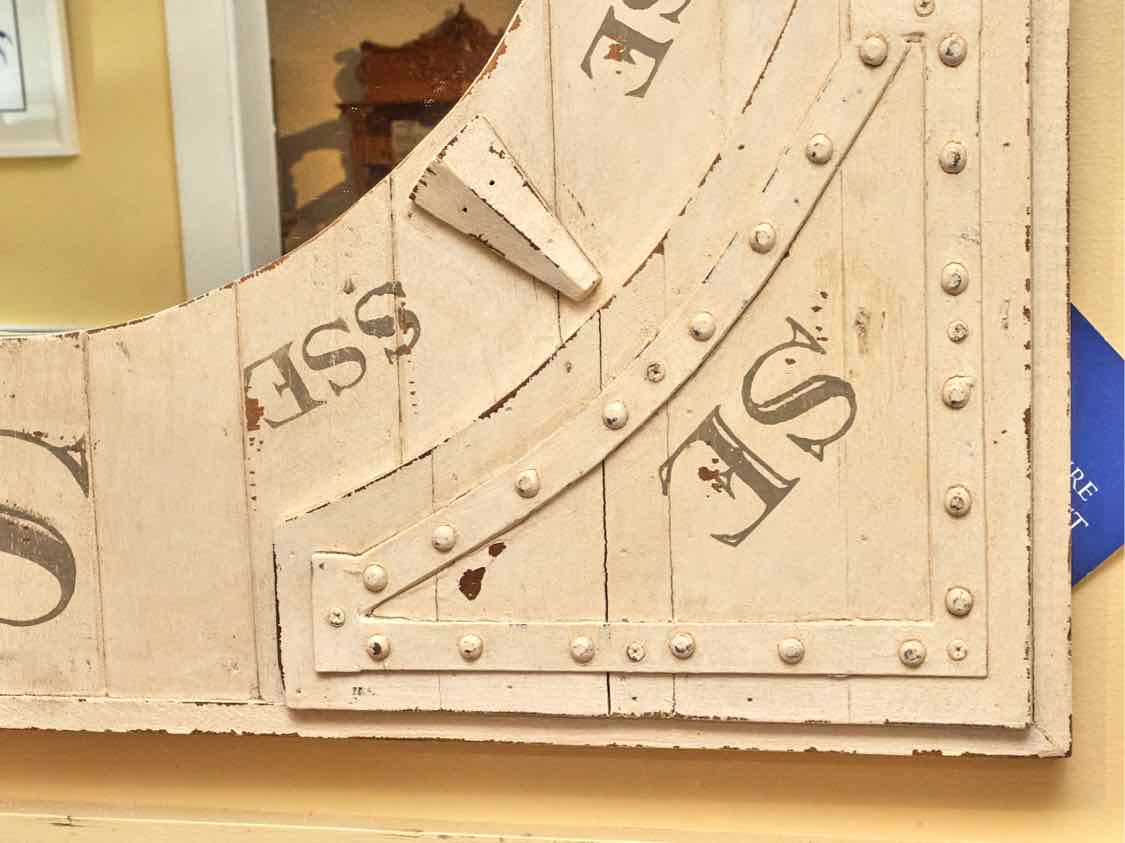 Wooden Cream Finish Nautical Compass Mirror