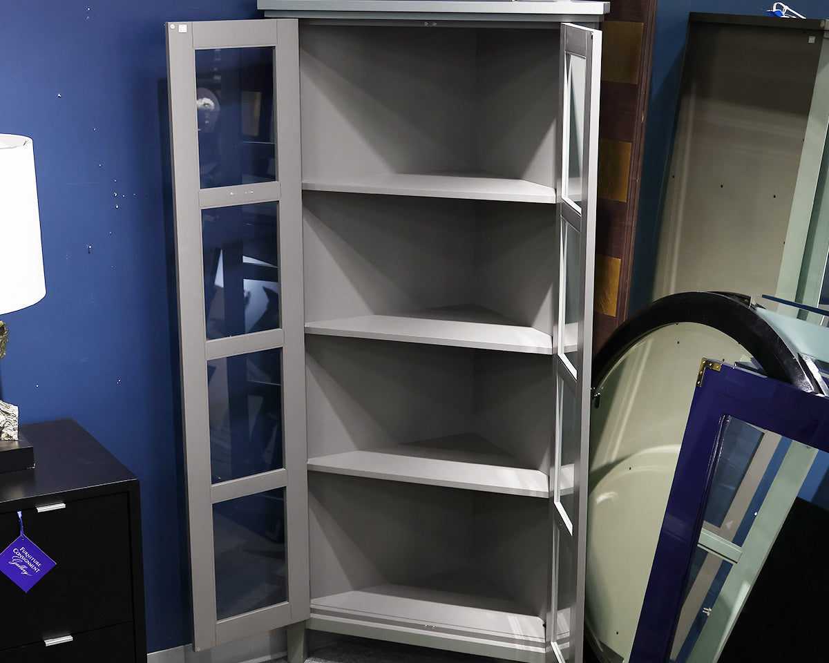 Crate & Barrel 2-Door Corner Cabinet in Grey