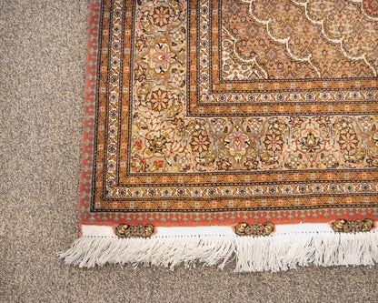 Persian Tabriz Handknotted Wool  Coral & Blue Rug