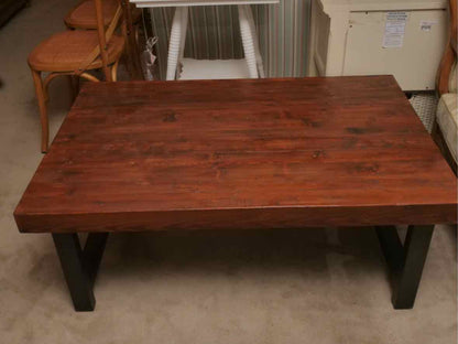 Pottery Barn 'Griffin' Reclaimed Pine Cocktail Table with Wrought Iron Legs