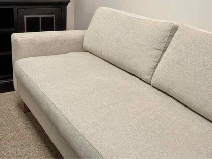 Fabricut Upholstered Bench Seat Sofa in Stone Color