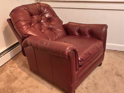 Bradington Young Reclining Back 'Burgundy Wine' Tufted Leather  Chair & Ottoman