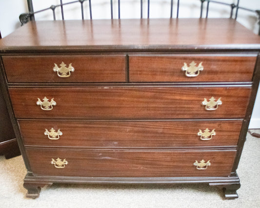 Dark Finish Solid Mahogany 4-Drawer Dresser