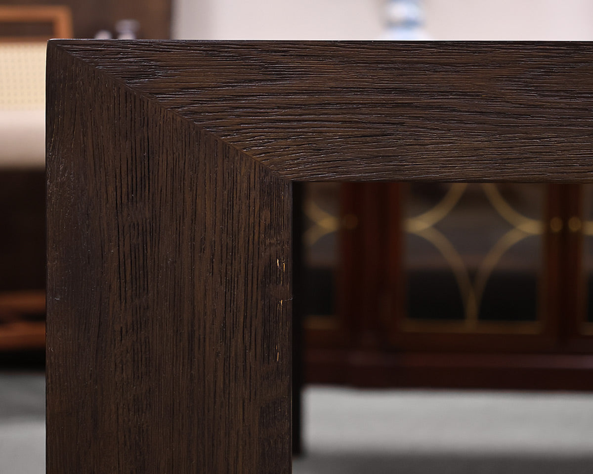 RH Machinto 78" Square Dining Table in Brown Drifted Oak Finish
