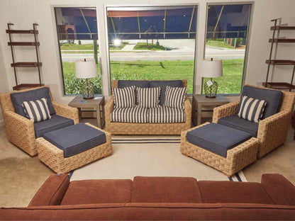 Kingsley Bate 'St Barts' Weave Settee Pair of Lounge Chairs & Ottoman