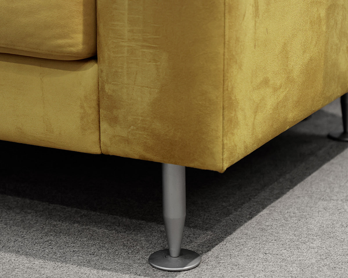 Bo Concept Loveseats Loveseat in Chartreuse Microsuede on Brushed Stainless Legs