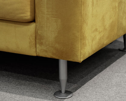Bo Concept Loveseats Loveseat in Chartreuse Microsuede on Brushed Stainless Legs