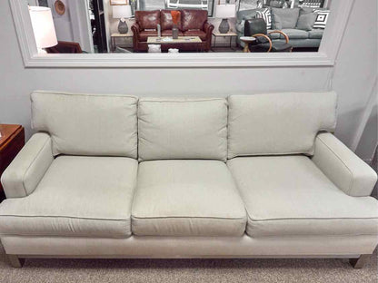 Ethan Allen Ivory with Teal Fleck Upholstery with Steel Base