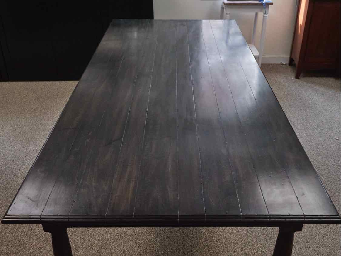 Kravet Maple Plank Top Dining Table with Black Wash Finish