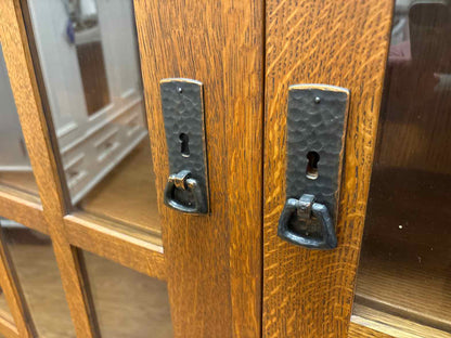 Stickley Mission-Style Double Bookcase with Glass Doors