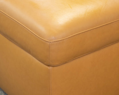 Ekornes Camel Leather Square Storage Ottoman