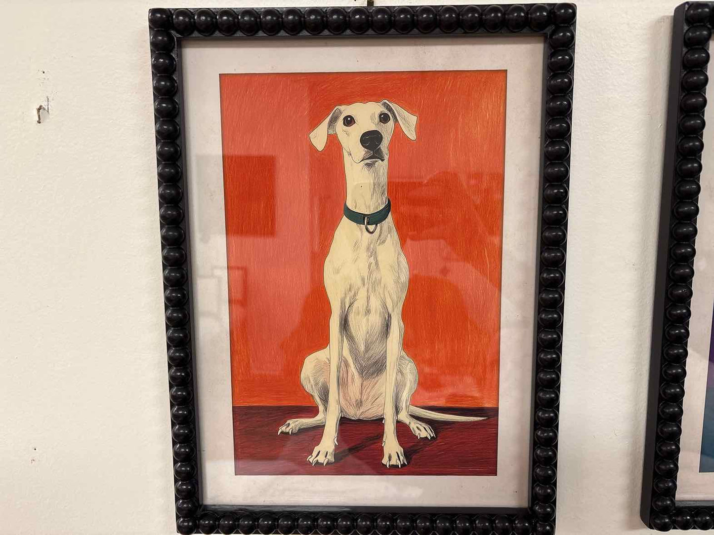 Hound on Red Background Print
