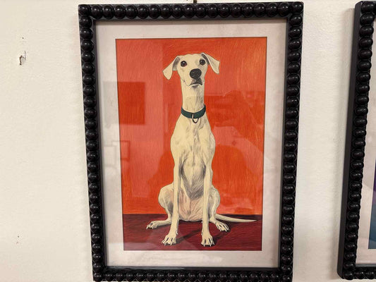 Hound on Red Background Print