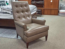 Hickory Chair  Muddled Olive Leather Chair with Tufted Back