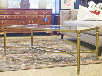 Brass Base Cocktail Table With Glass Top