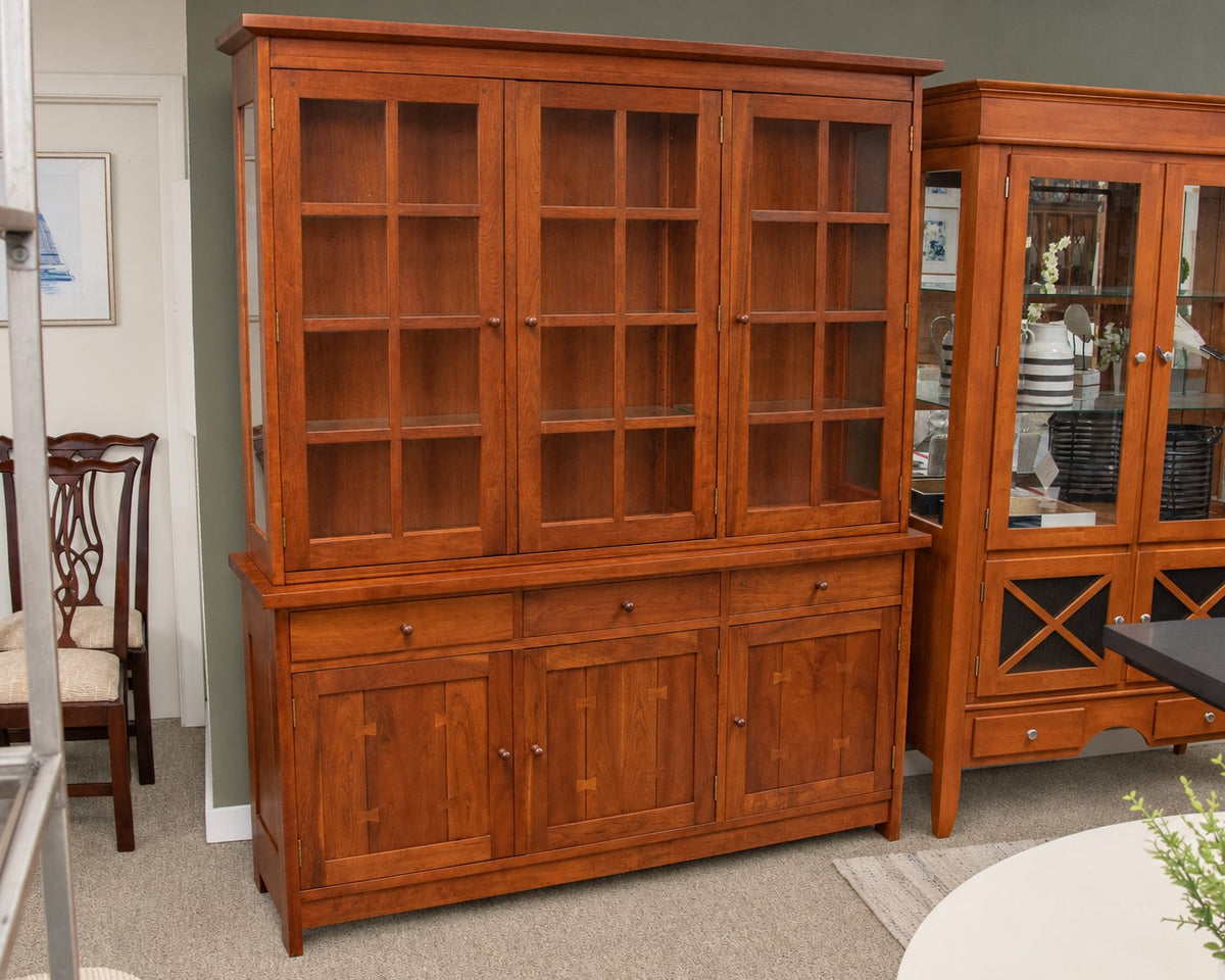 Stickley Mission Lighted China Cabinet in Cherry with Butterfly Joinery