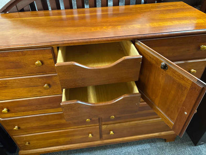 Cherry 10-Drawer Dresser and Mirror